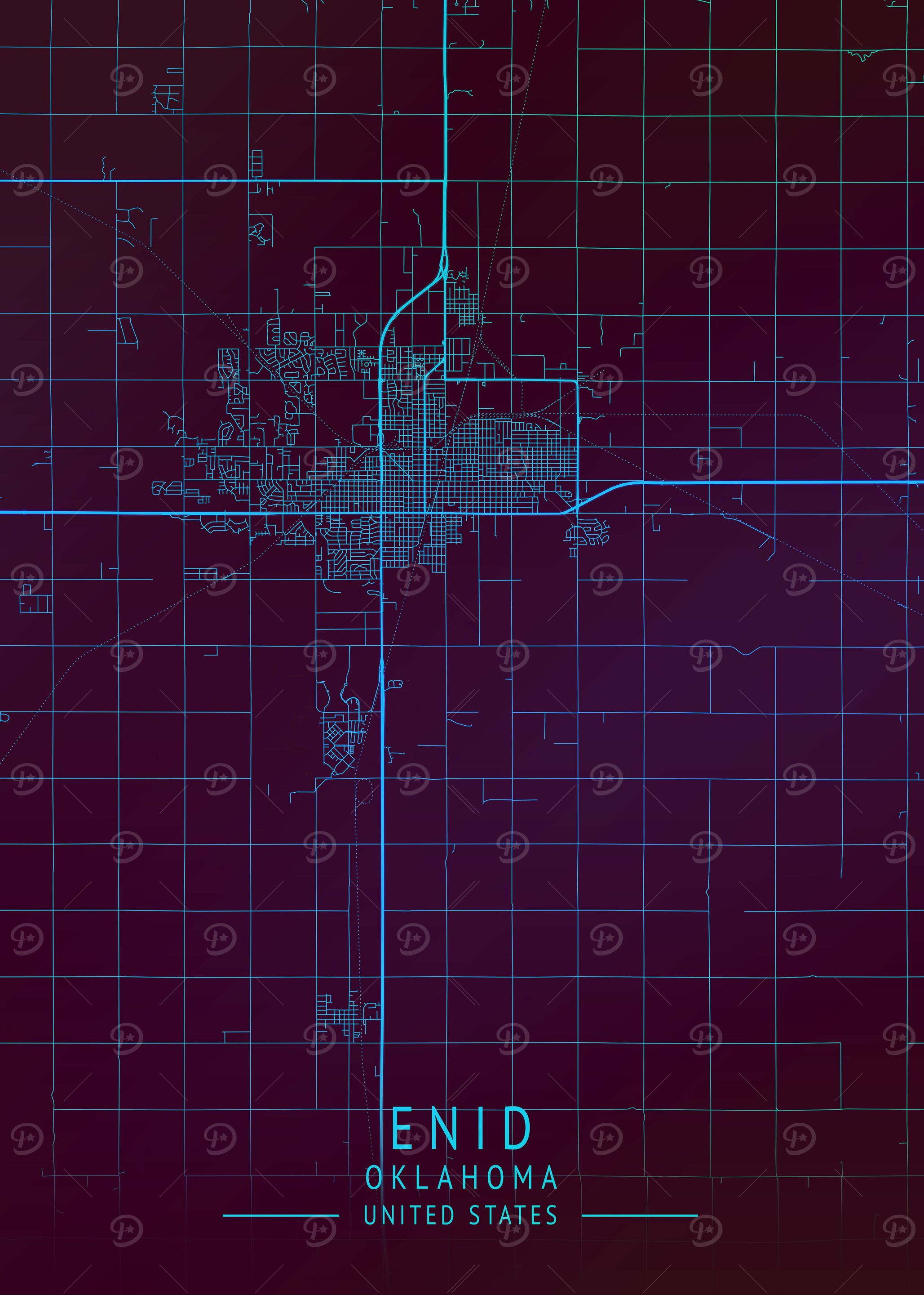 Enid Oklahoma USA City Map
