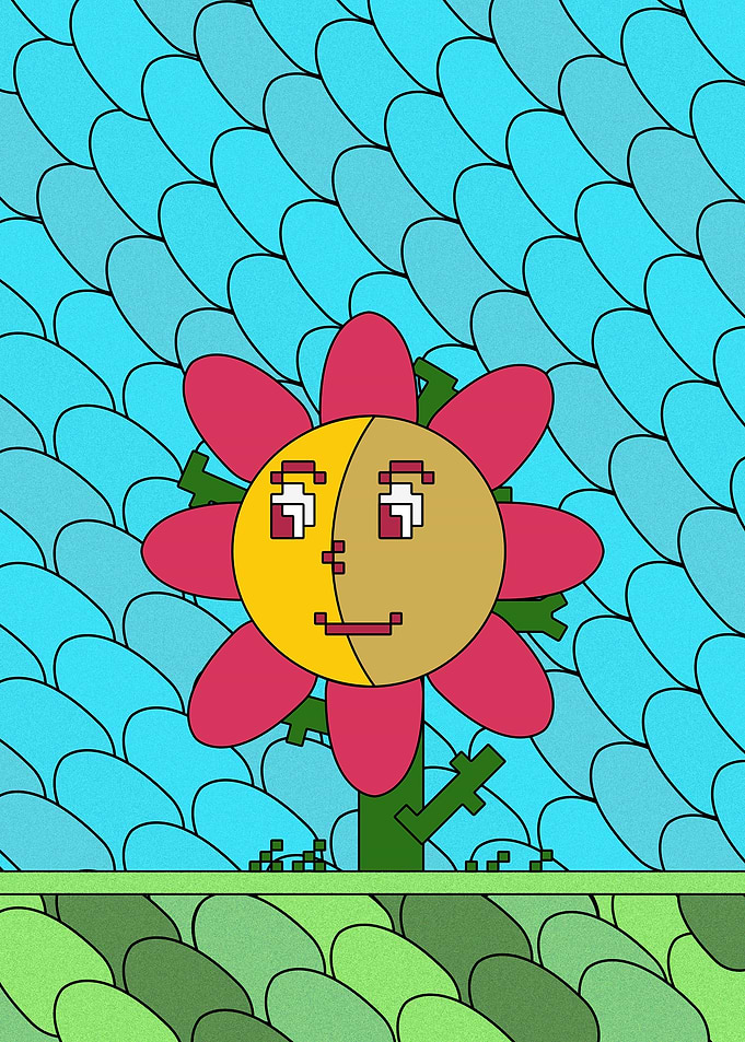 Flower stained glass