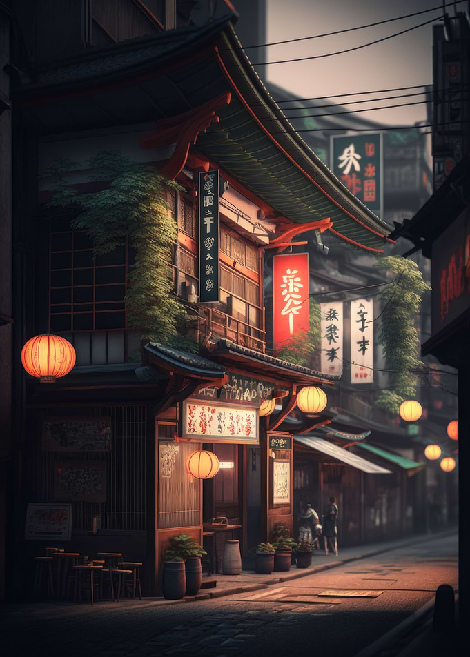 Evening Market in Japan