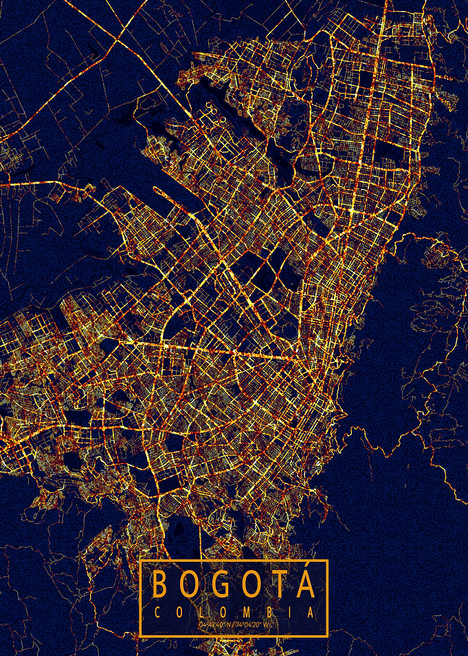 Bogota Map City At Night