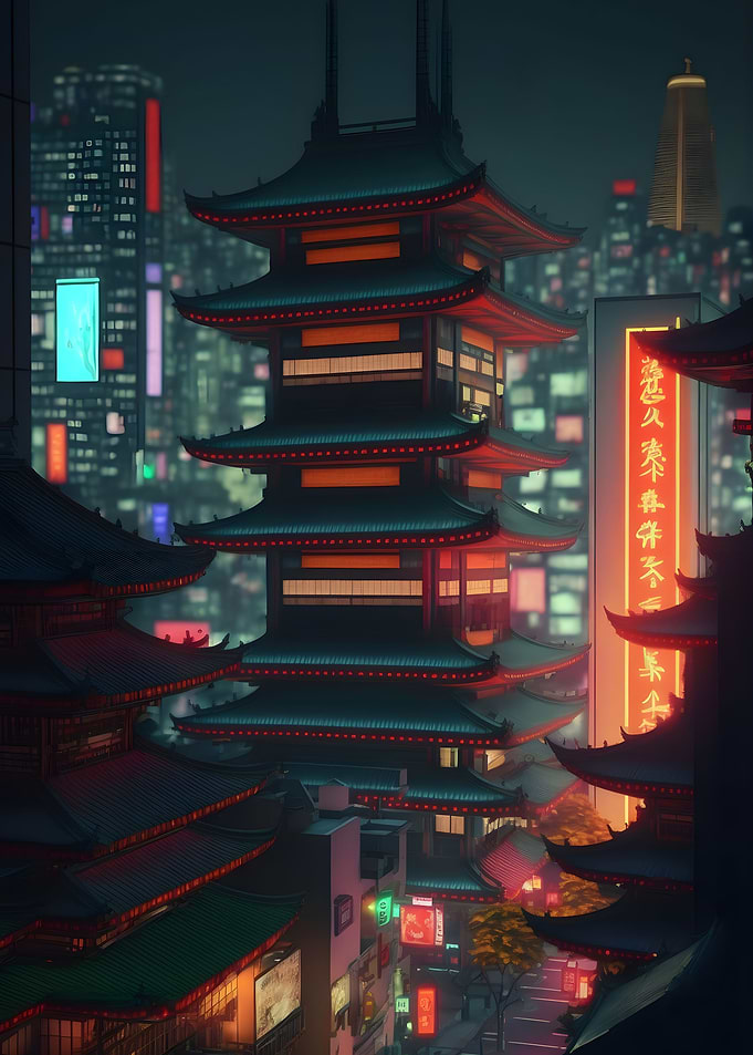 Asian City at Night