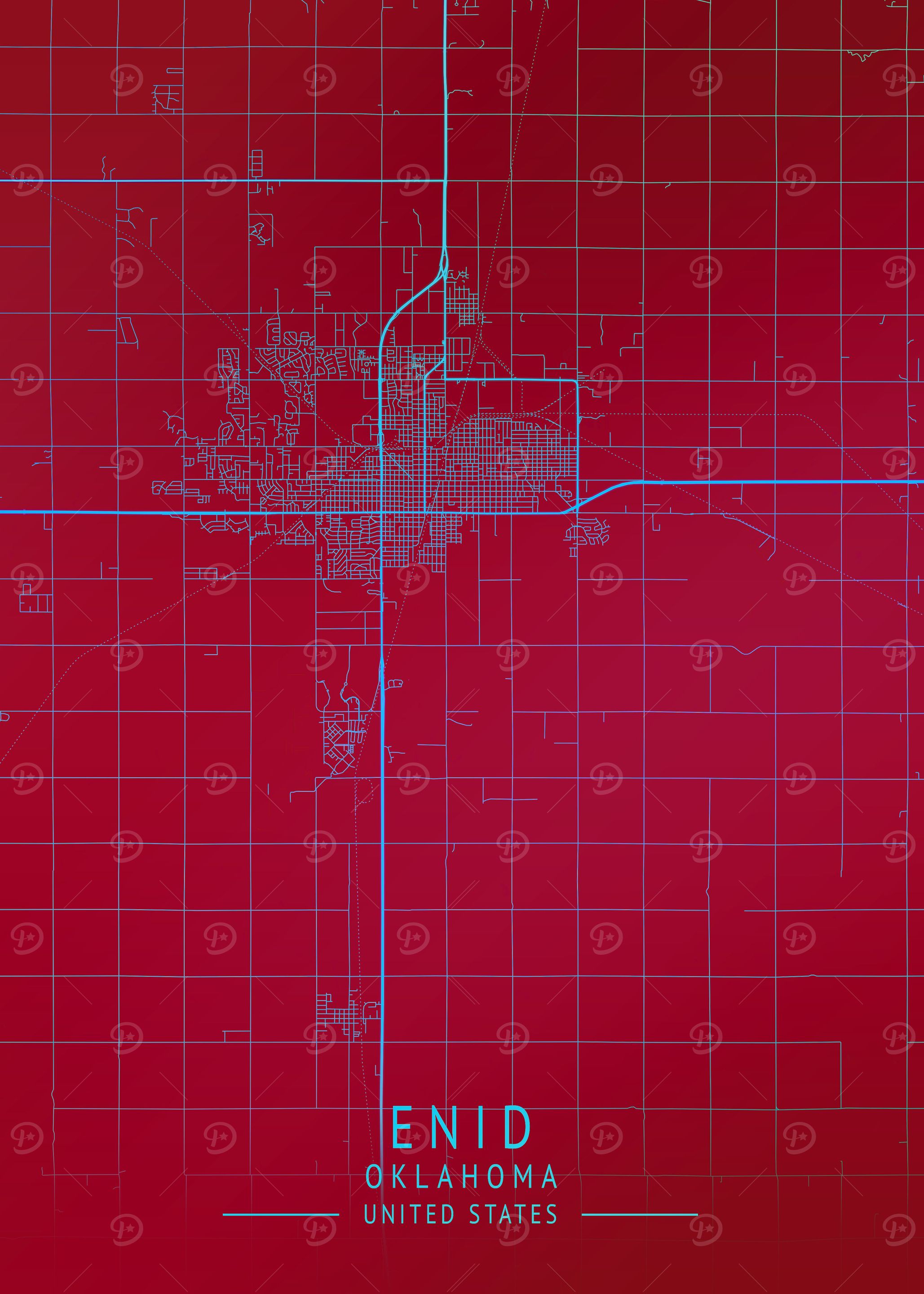 Enid Oklahoma USA City Map