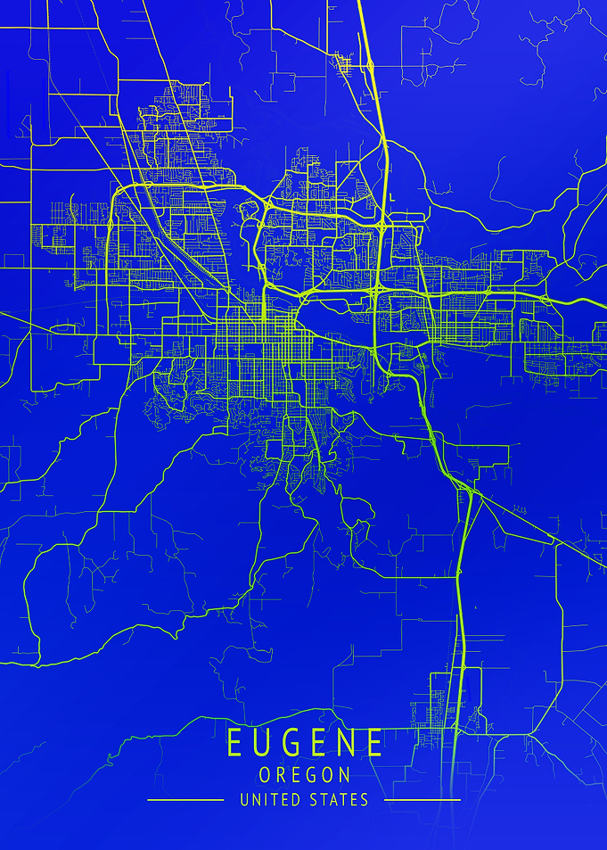 Eugene Oregon USA City Map