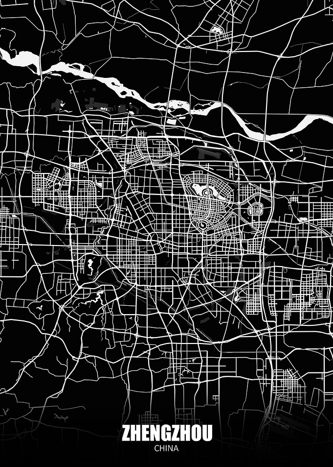 Zhengzhou China Dark Map