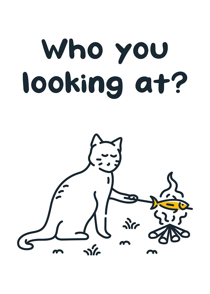 Funny Cat Grilling Fish