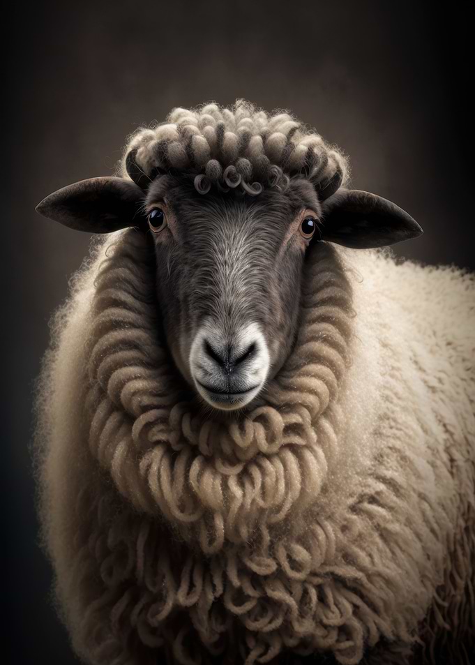 Sheep portrait on dark