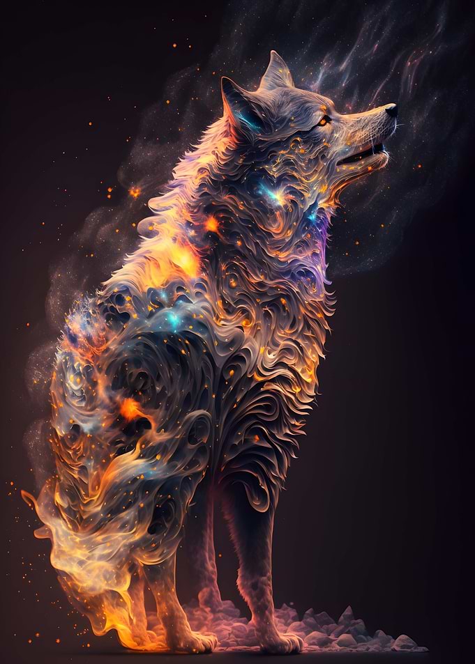 Wolf Night Galaxy Wall Art