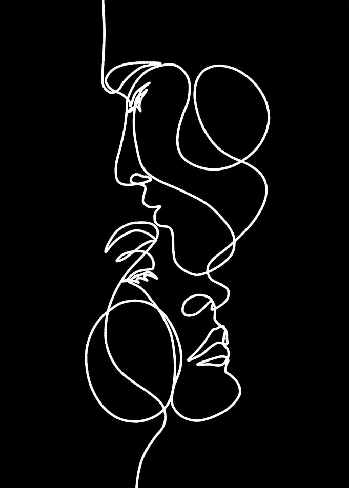 romantic couple line art