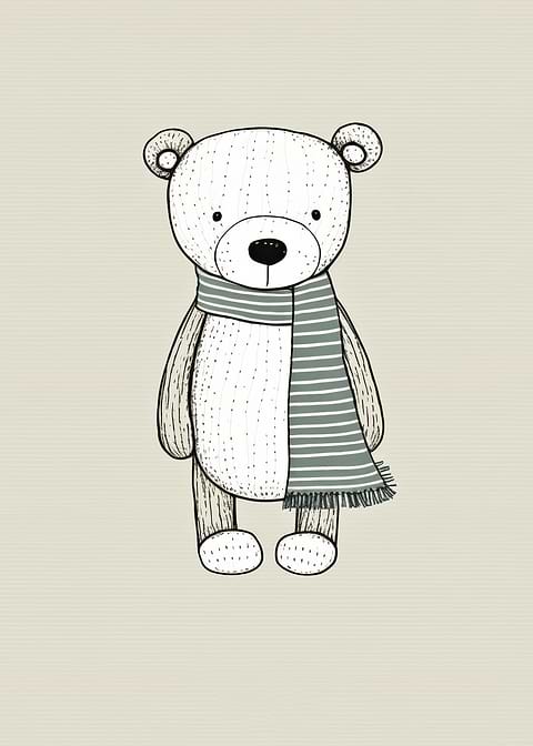 Minimalist Teddy — kids room metal wall art