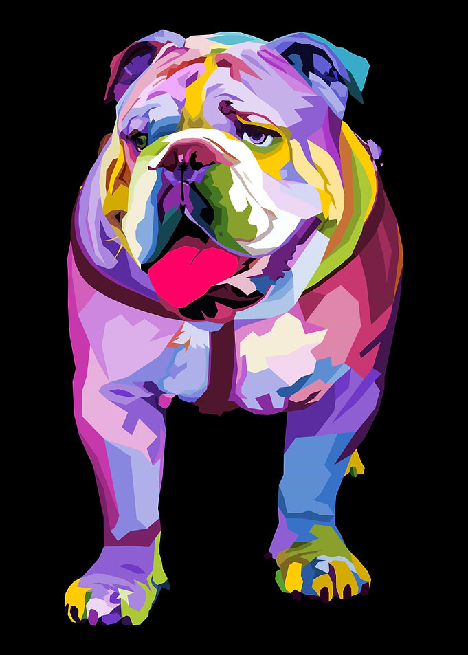 colorful English bulldog