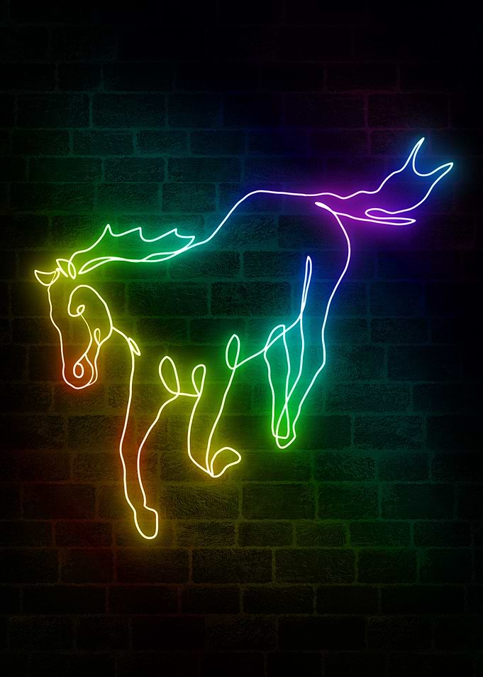 Horse Running Neon Animals