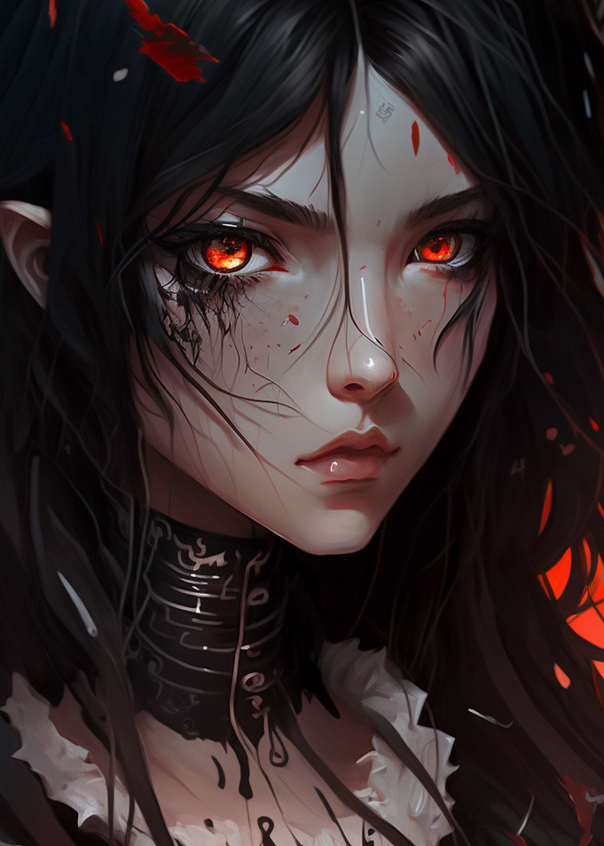red eyes anime girl