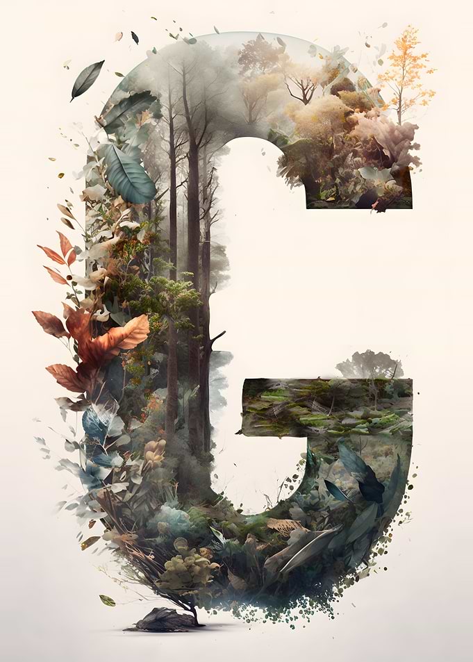 Letter G Double Exposure