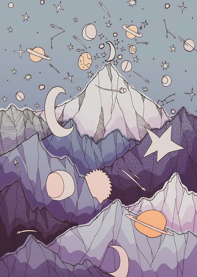 peaks of moon and stars