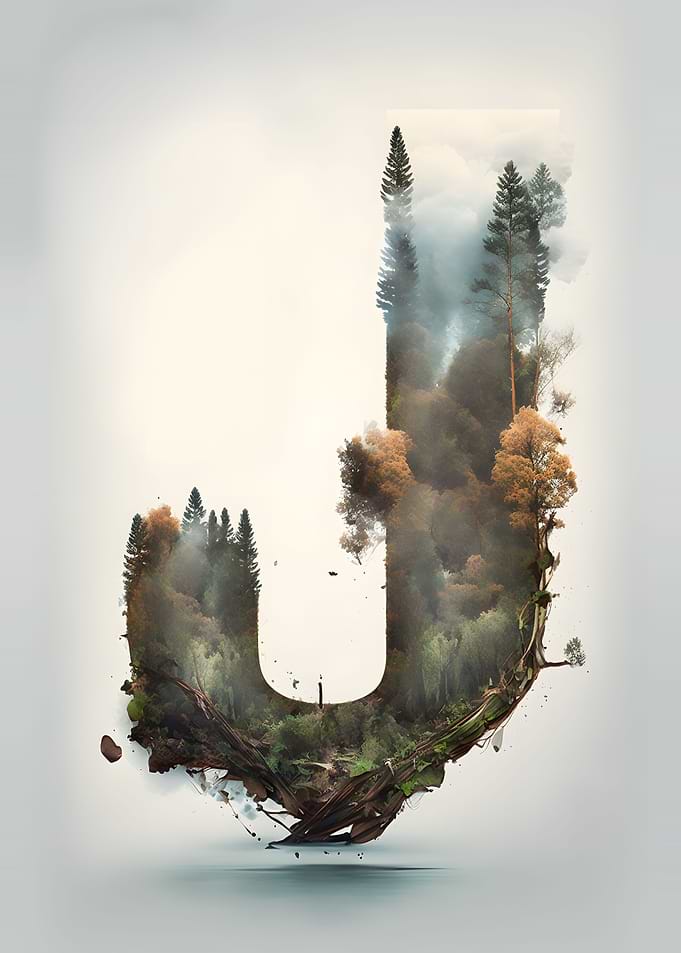 Letter J Double Exposure