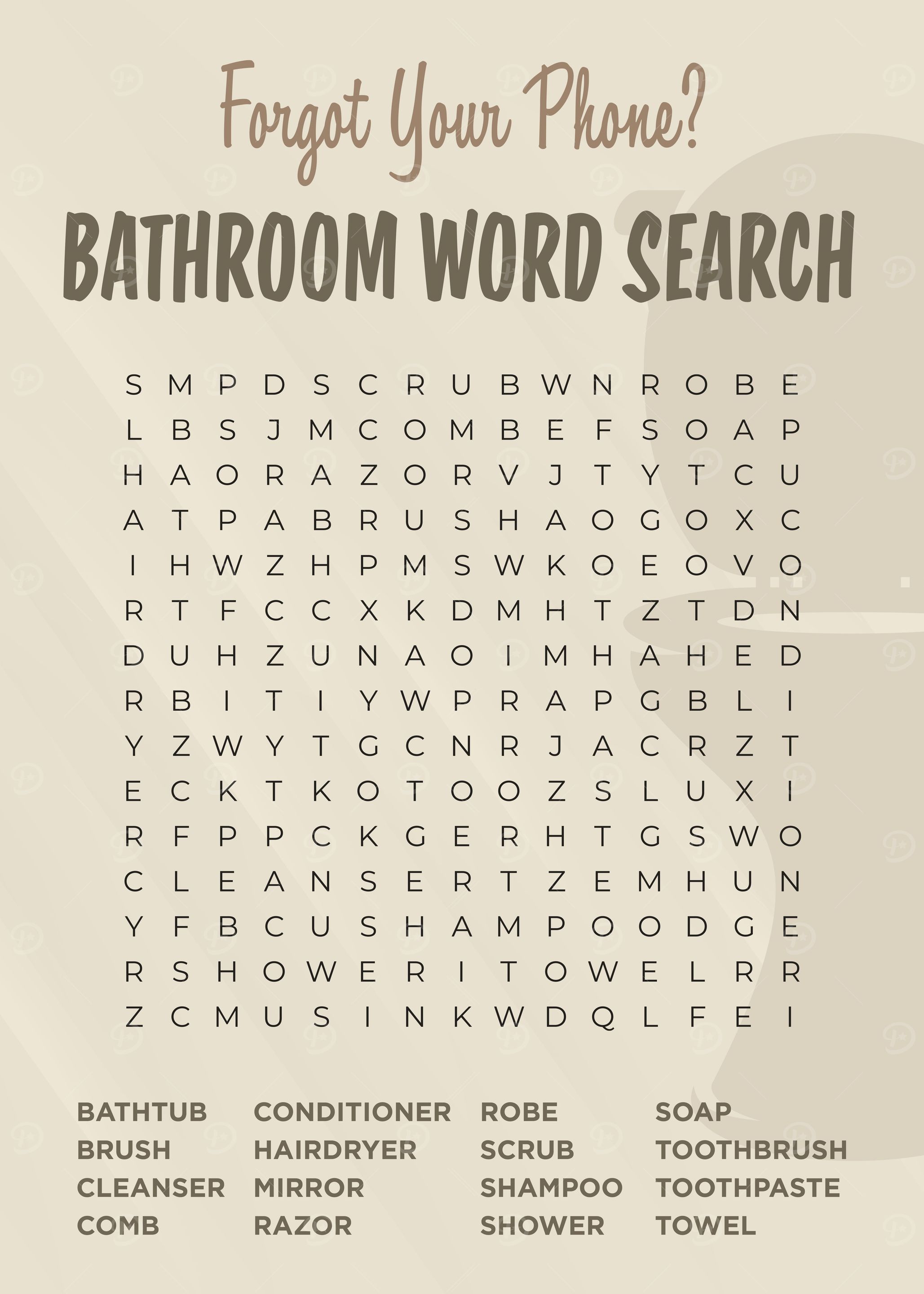 Bathroom Word Search