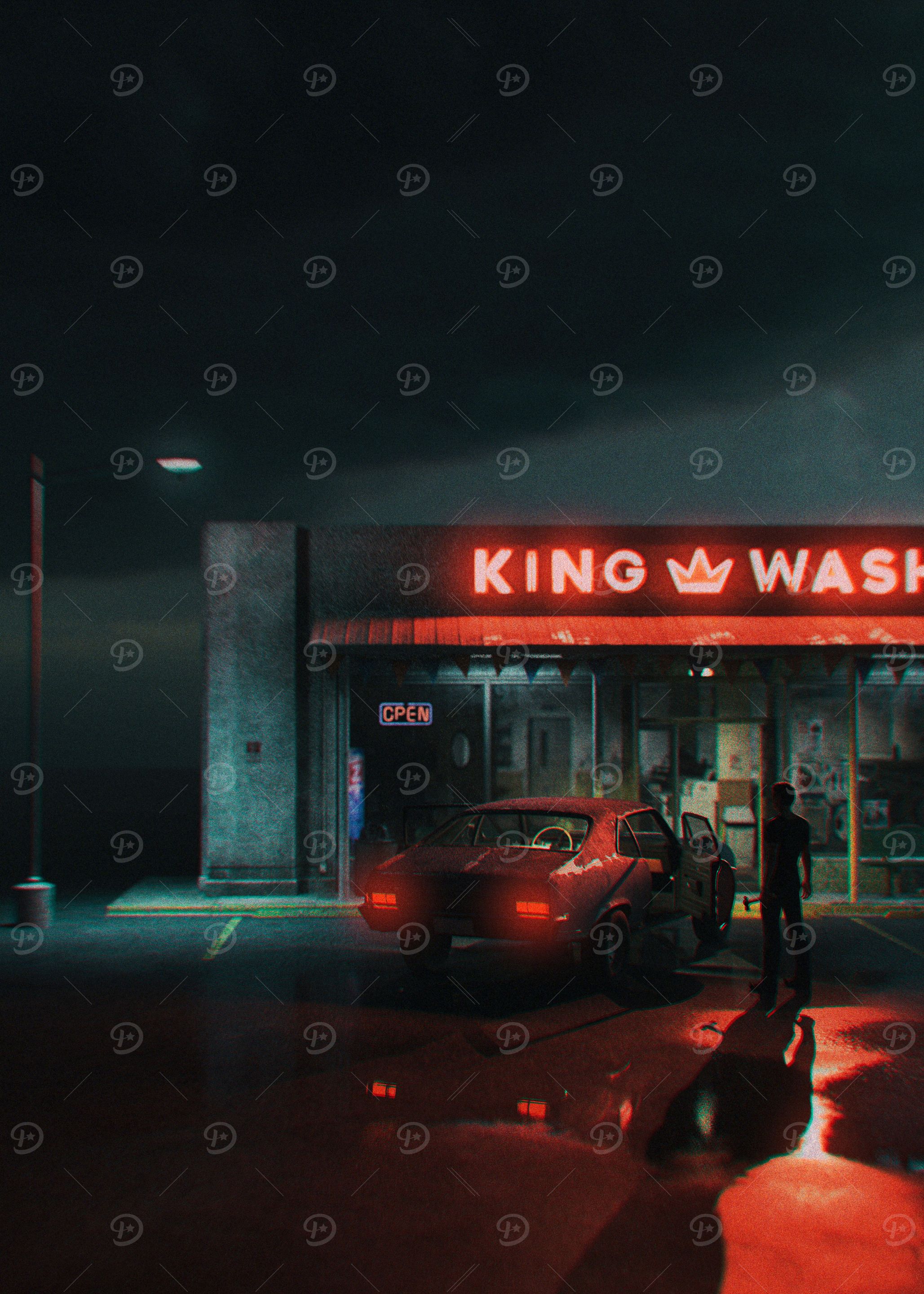 Laundromat at night