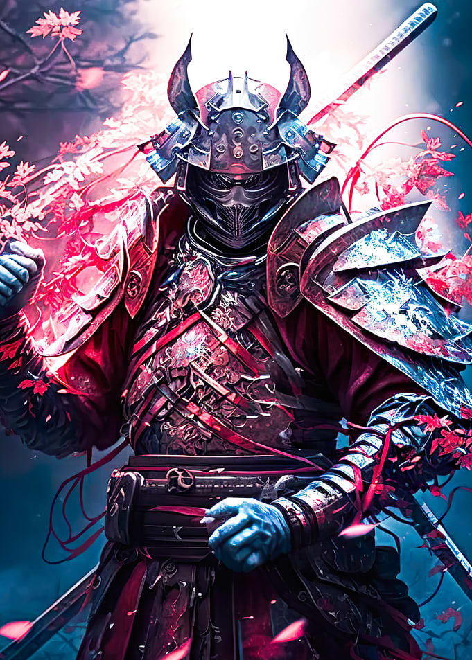 Japanese Samurai in Red