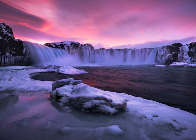 Pink Sunset at Godafoss