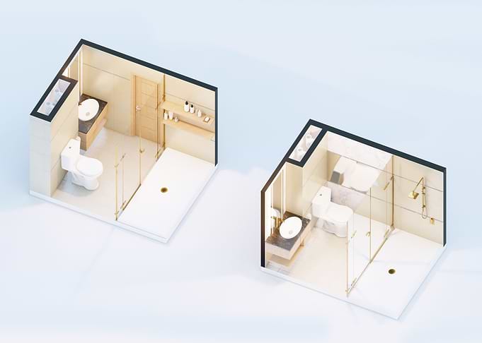 Axonometric view of toilet