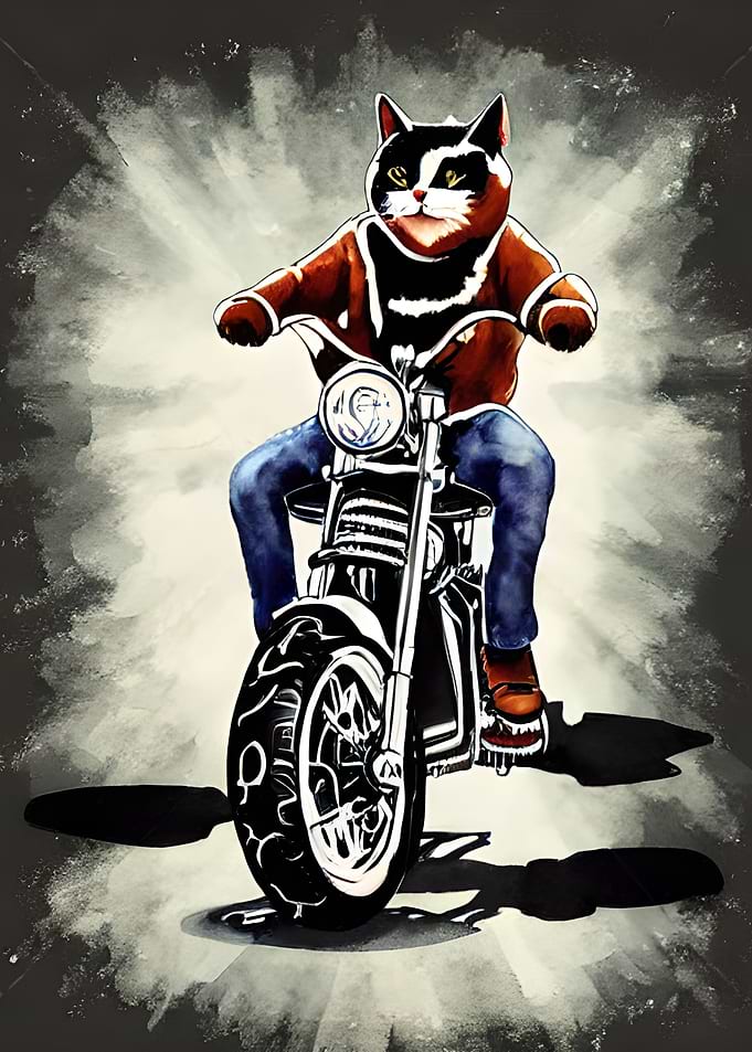 Funny Cat at Motorbike