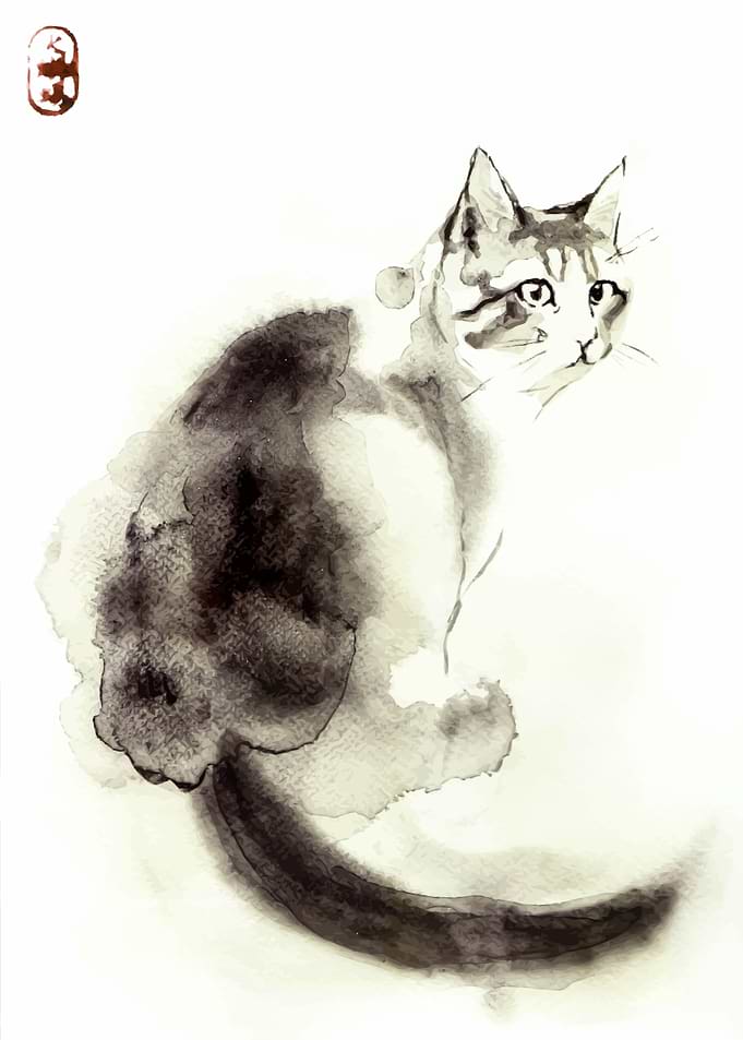 Watercolor Cat Painting