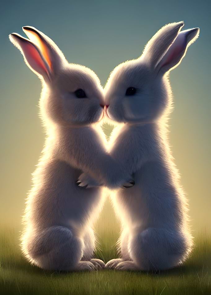 Two Bunnies in Love
