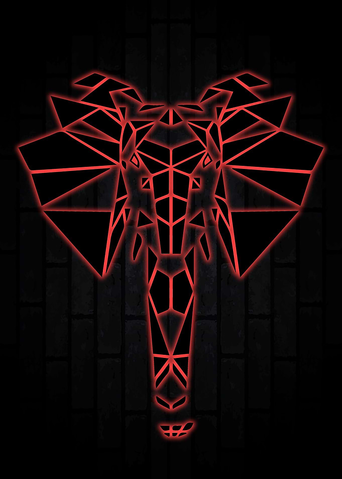 Elephant Geometric Neon