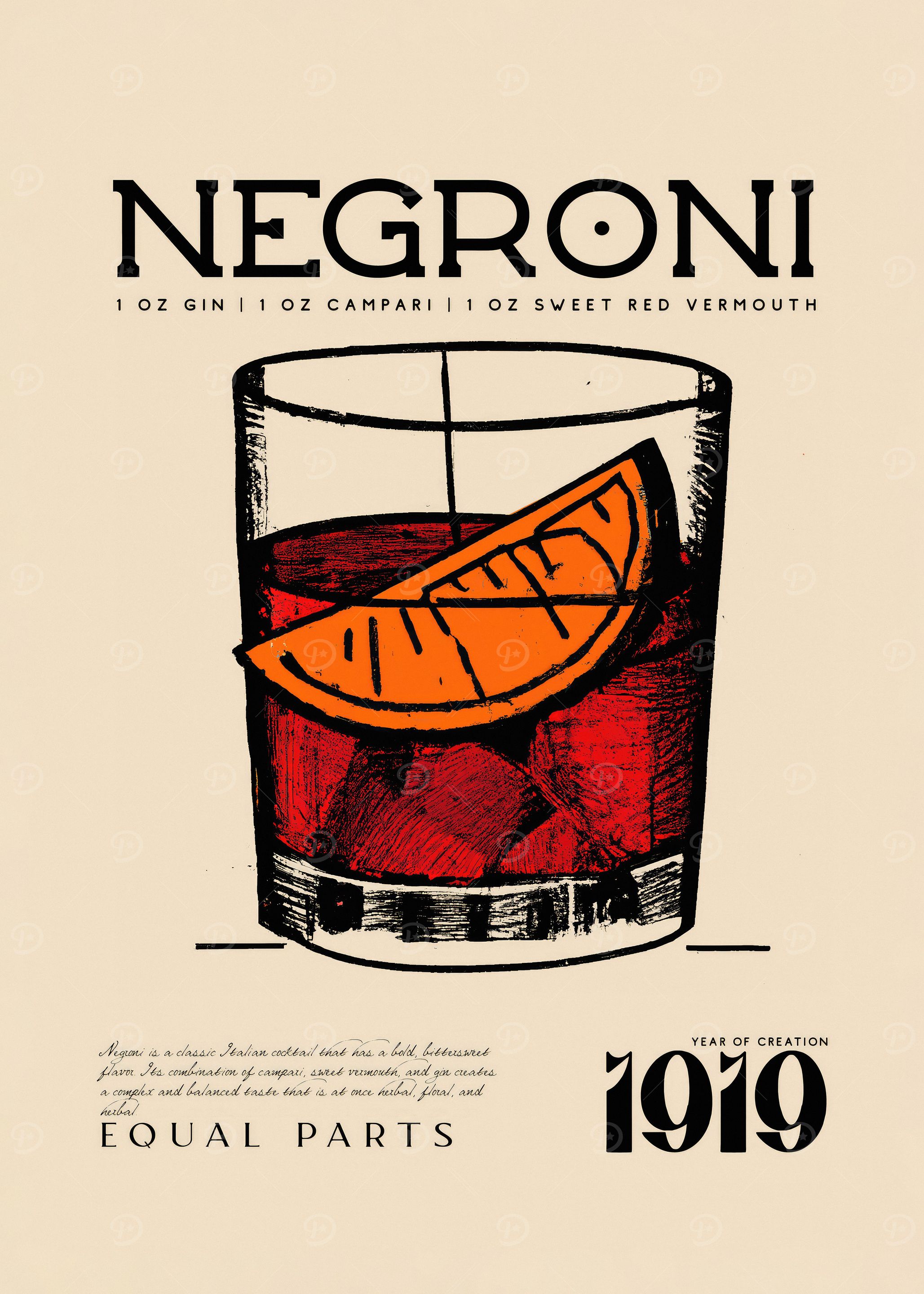 Negroni Cocktail 1919 Art
