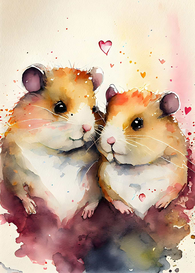 Hamster Couple Watercolor