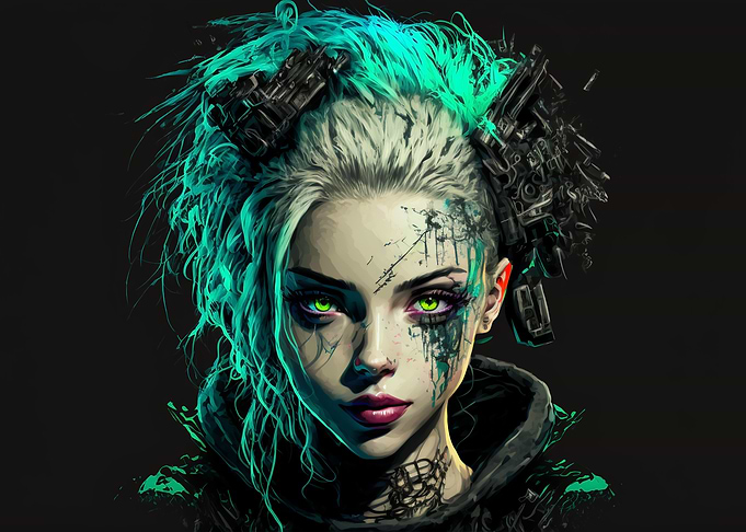 Cyber Green Hair Girl