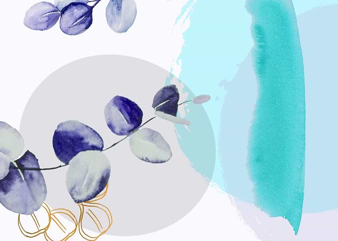 Botanical Boho Cyan Purple