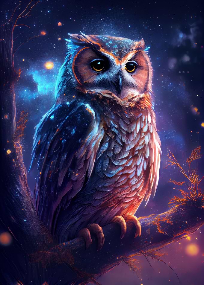 Owl Under the Milky Way