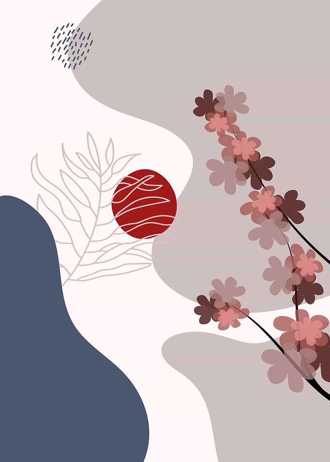 Botanical Boho Blue Red