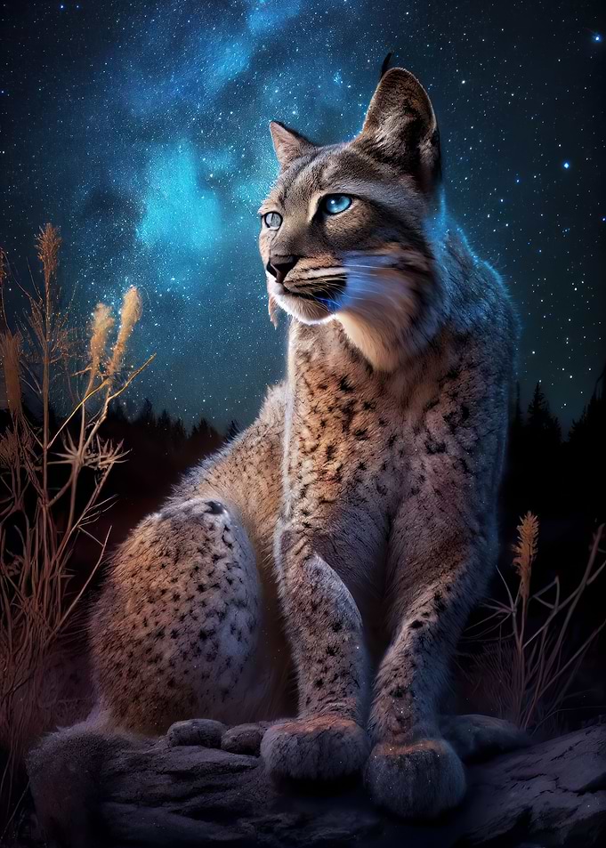 Lynx under the Starry Sky