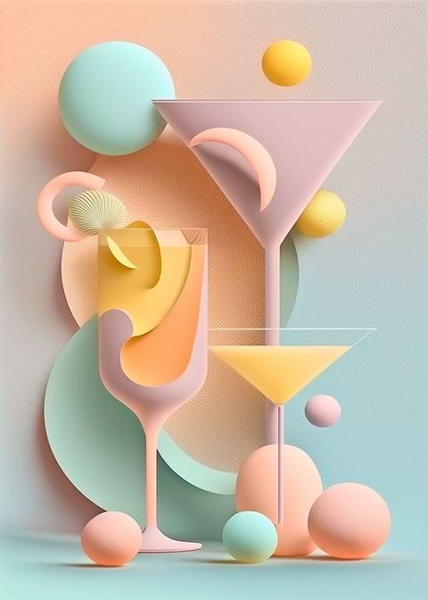 Abstract Wine Glasses — kitchen metal wall art
