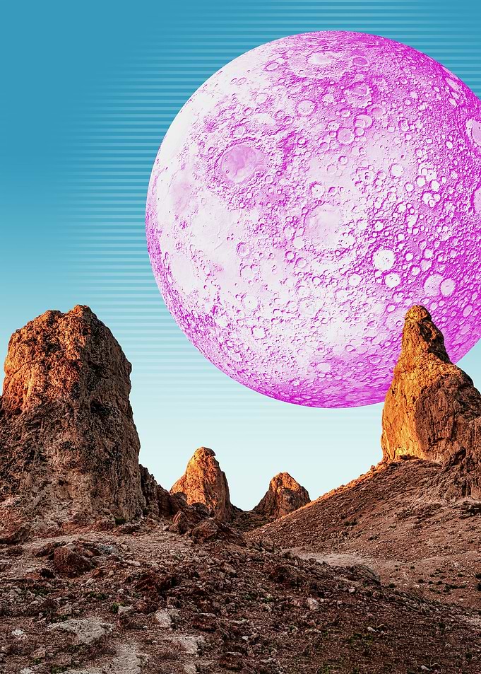 Synthwave Moon mountain