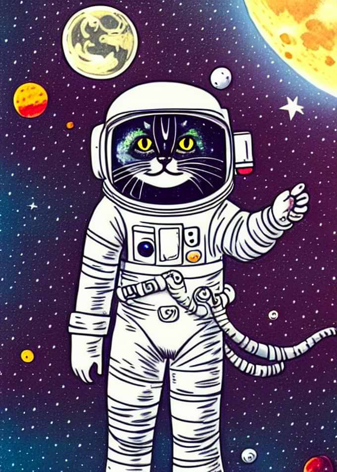 Funny Astronaut Cat Space