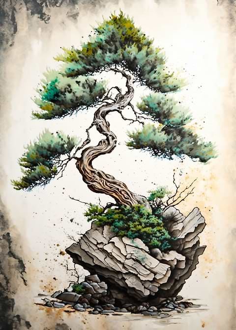 Bonsai Serenity — bonsai tree metal wall art
