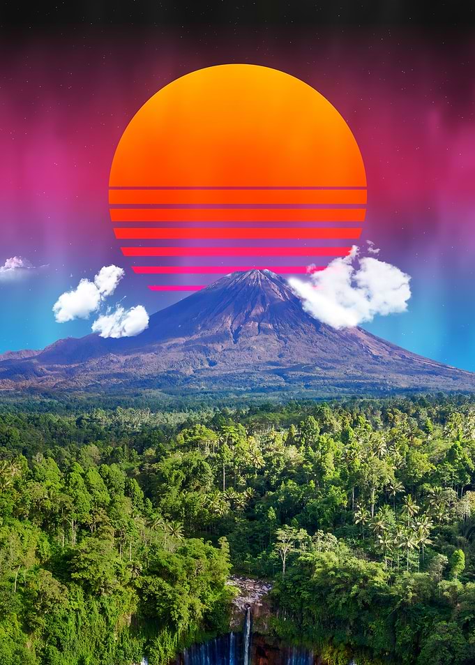Synthwave sunset Africa