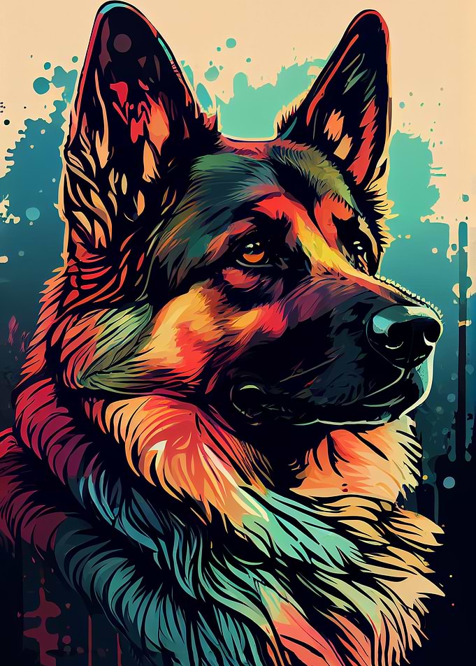 German Shepherd Colorful