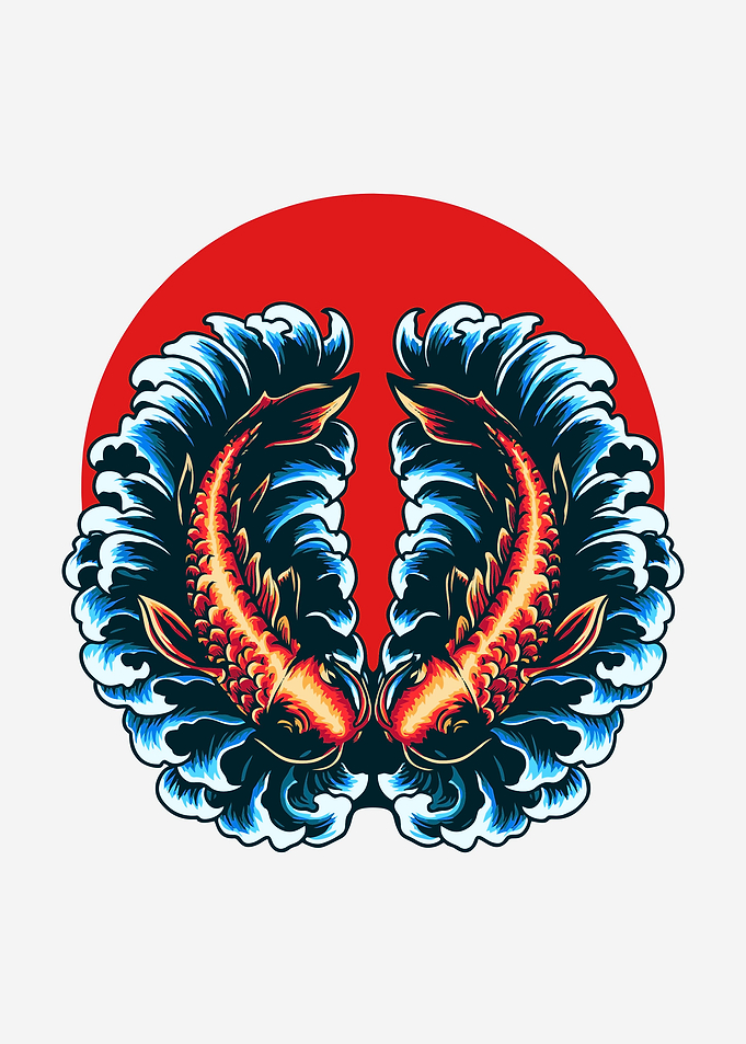 Twin koi fish