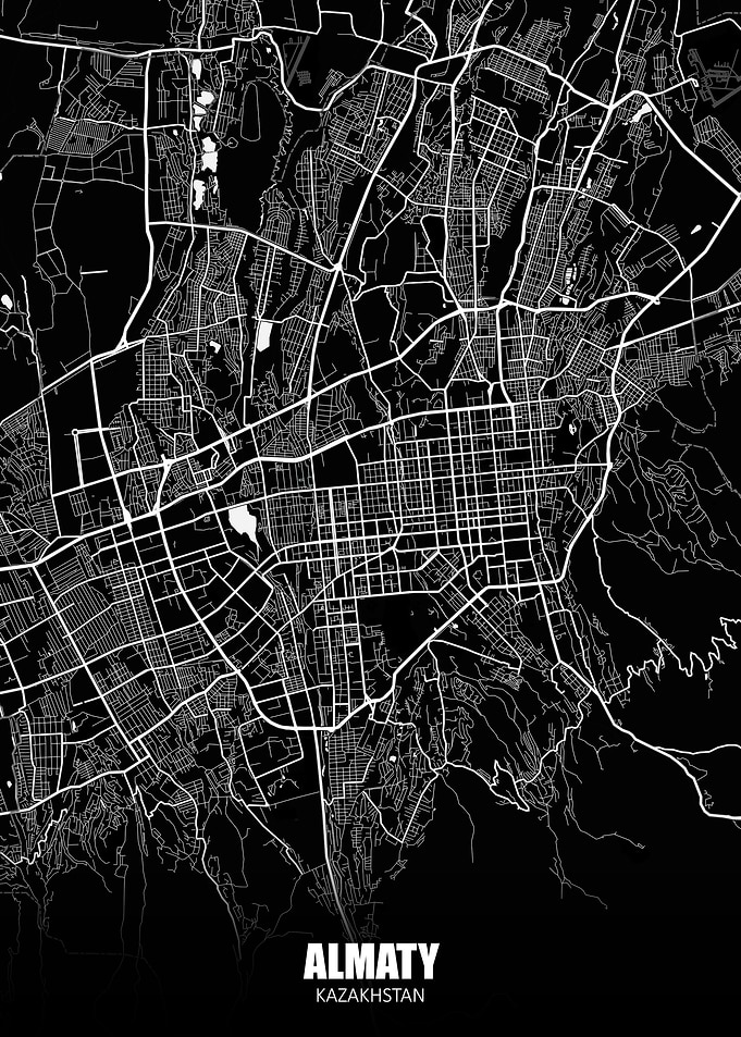 Almaty Kazakhstan Dark Map