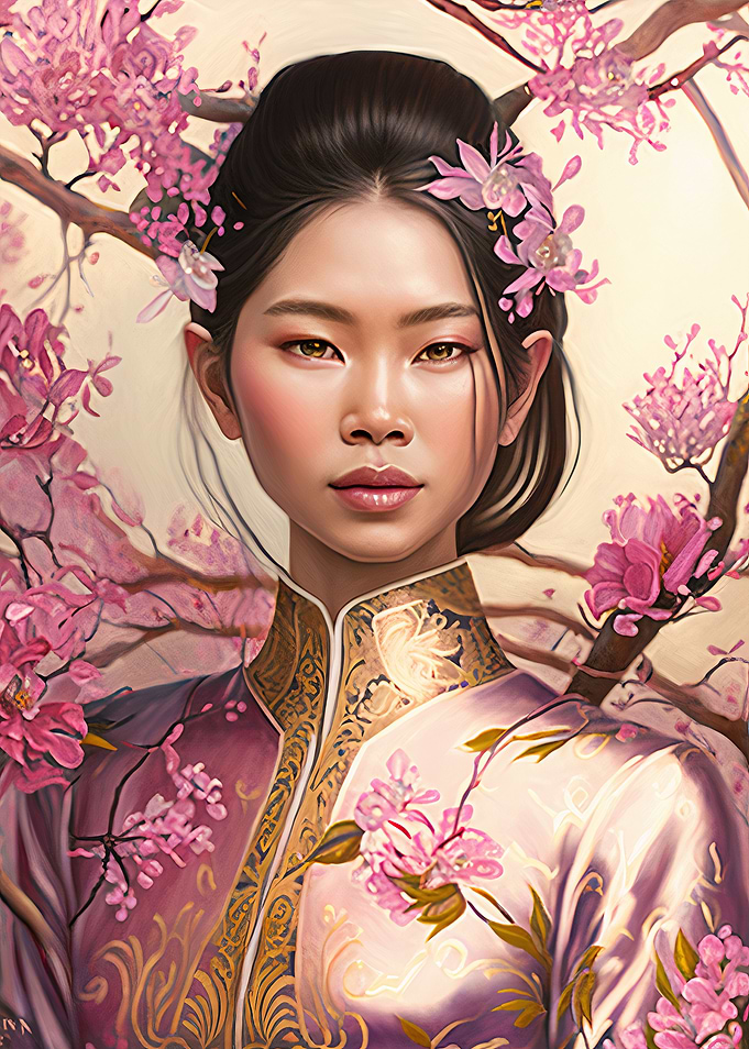 Geisha with flowers