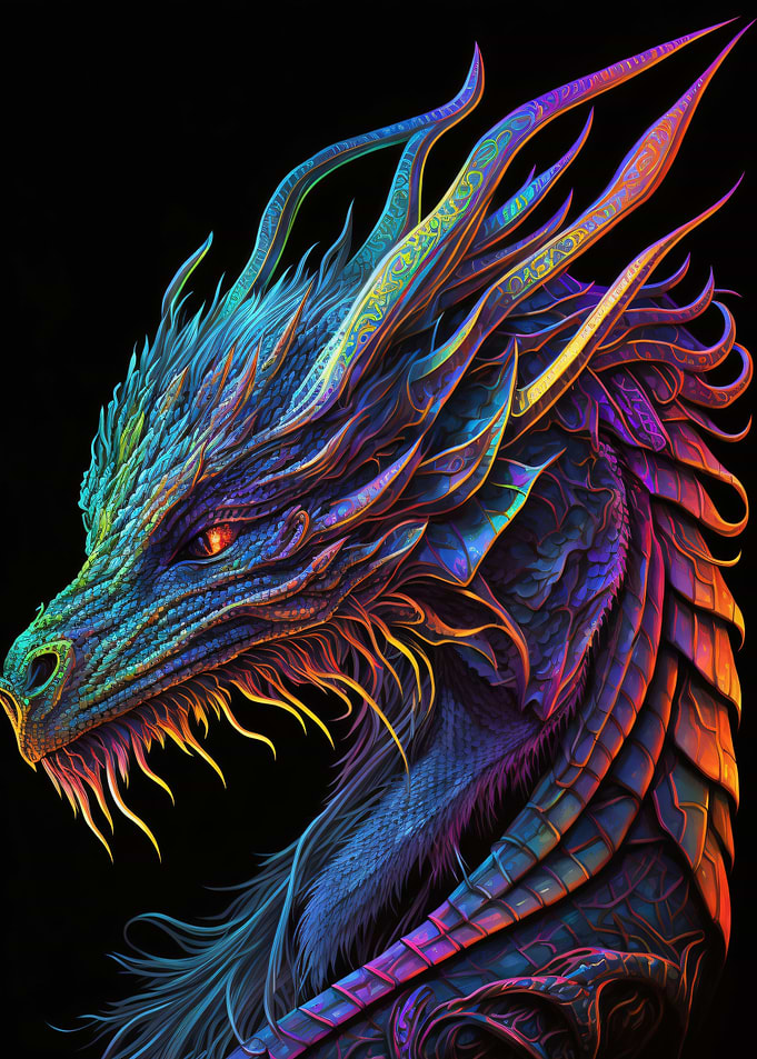 dragon portrait neon