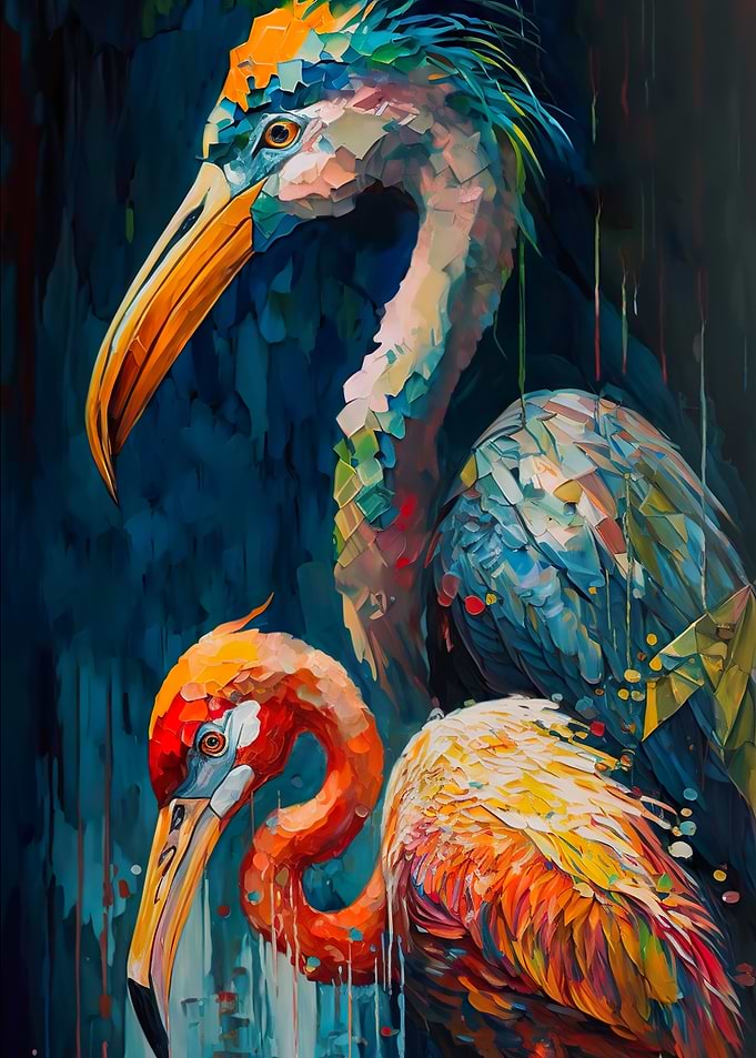 Colored Flamingo Duo