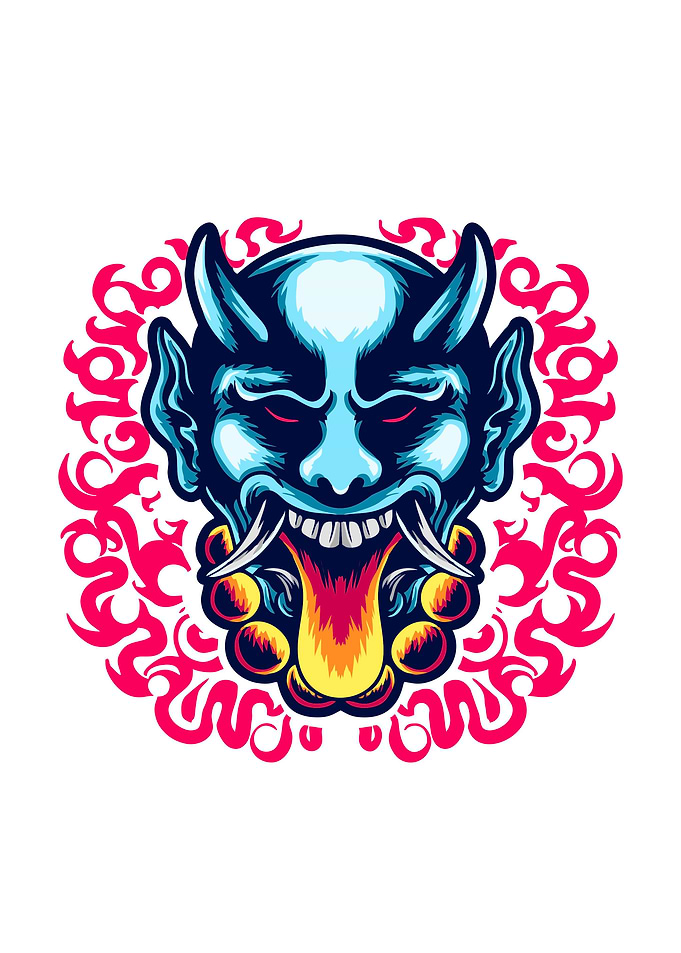 Japanese hannya head mask