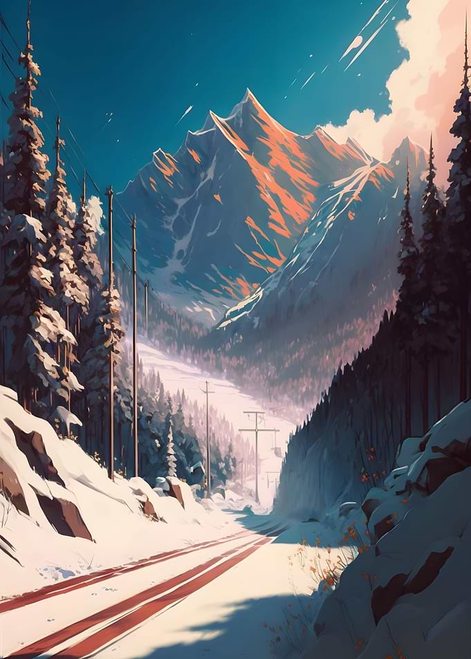 Winter Road to Mountains