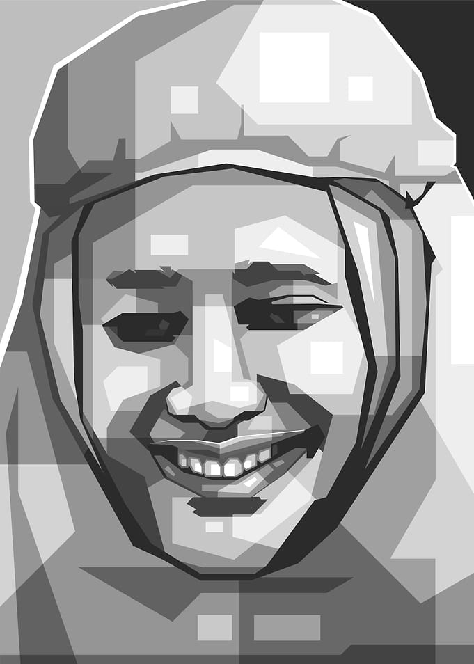 Smilying Hijab Grayscale