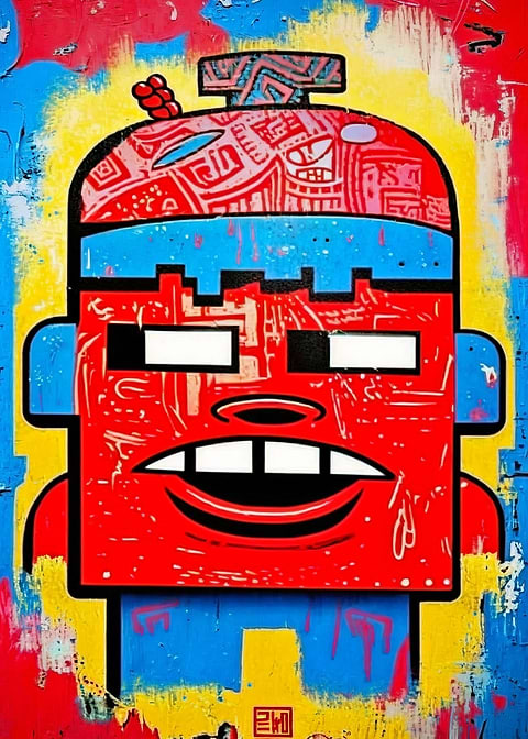 Bright Pop Art Persona — metal poster wall art